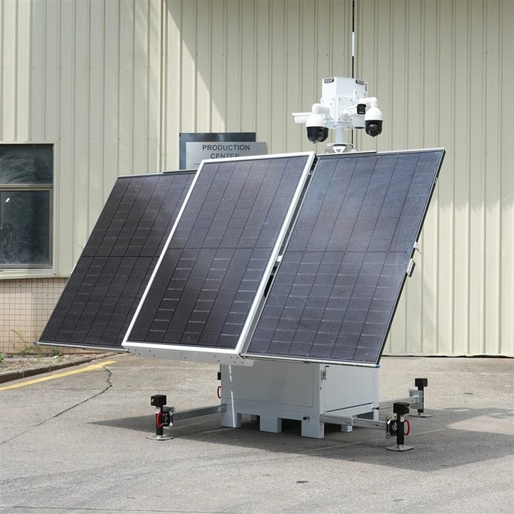 3 Solar Panels Mobile Powered CCTV Tower Outdoor Use With Victron Charger factory