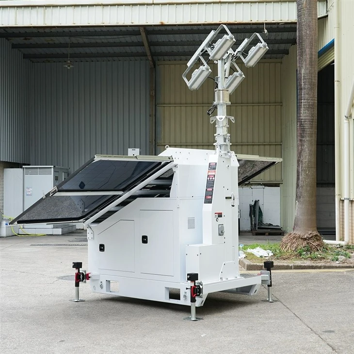 Three Solar Panels HiSKID Solar Lighting Tower With Back-up Generator price