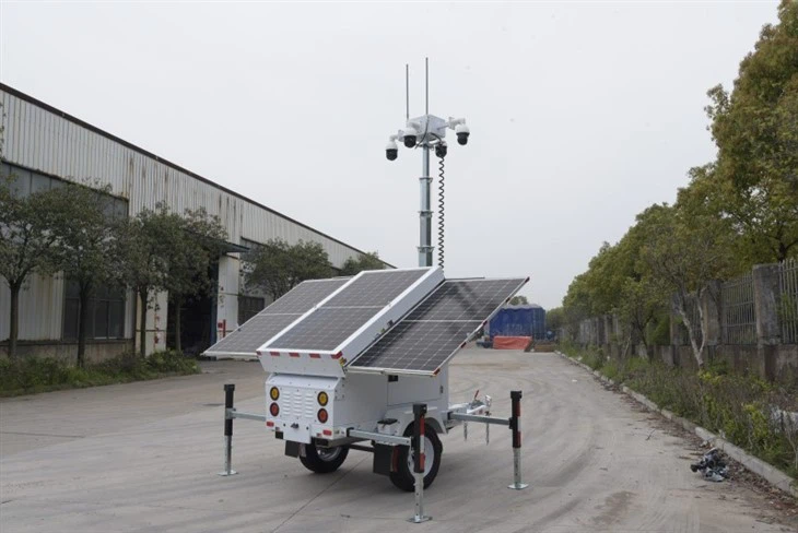 4 PTZ Cameras Mobile Solar Surveillance Tower