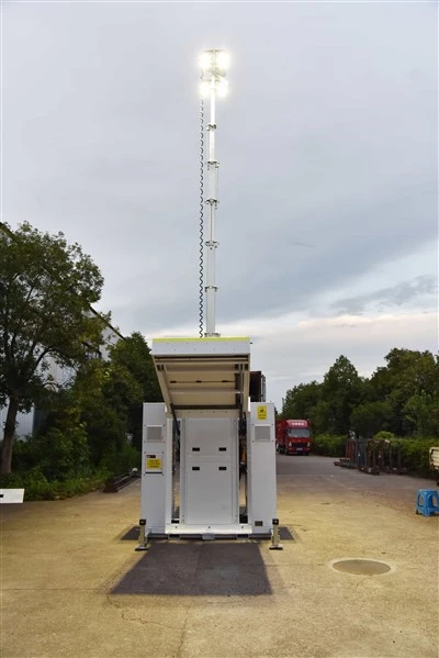 800 W aptumšojošs kuboīds saules gaismas tornis, 12 m hidrauliskais masts