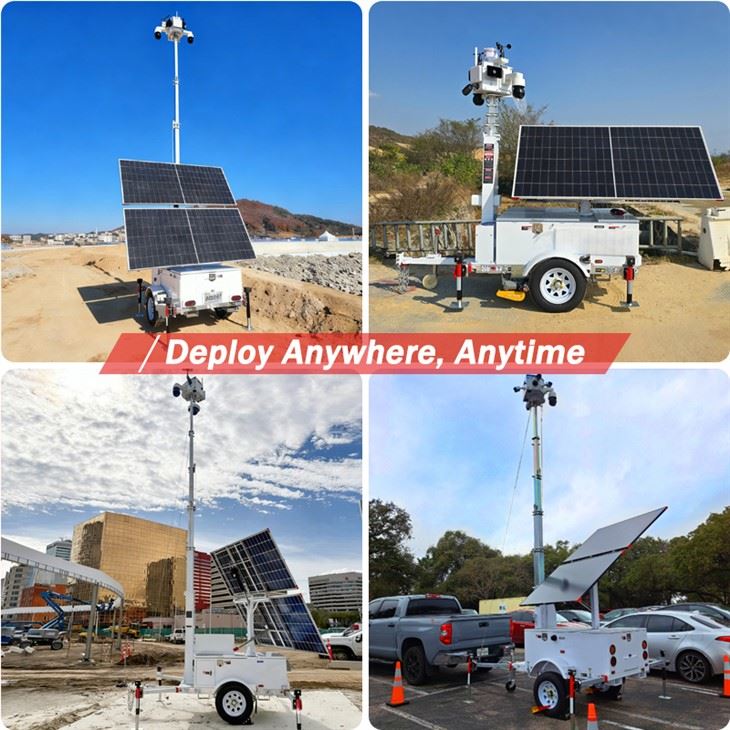 Mobile Solar Surveillance Tower with Security Smart AI Camera best